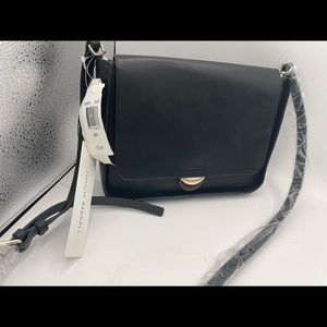 Loeffler Randall Black Leather Turned Out Lourdes Handbag Crossbody $360